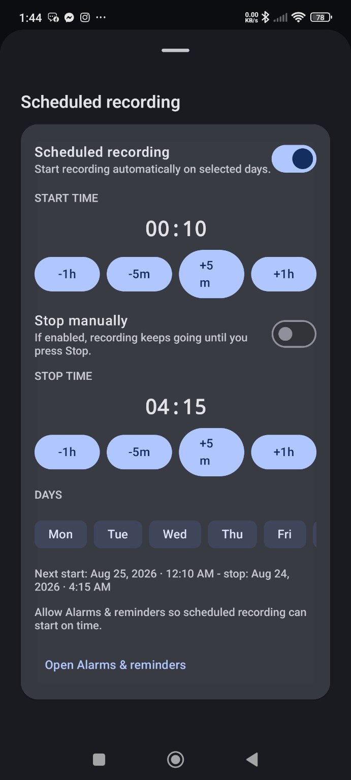 Pocket Recorder settings