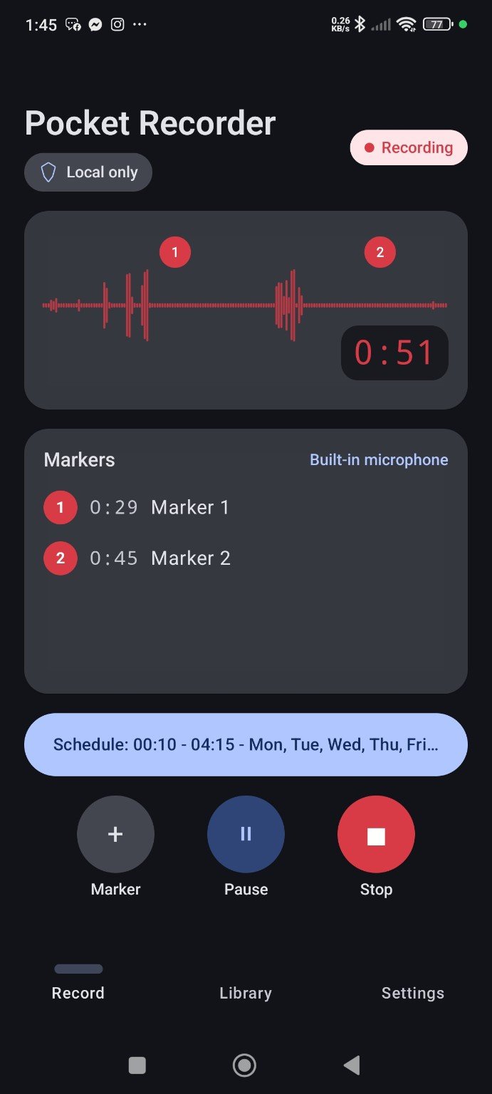 Pocket Recorder recording screen